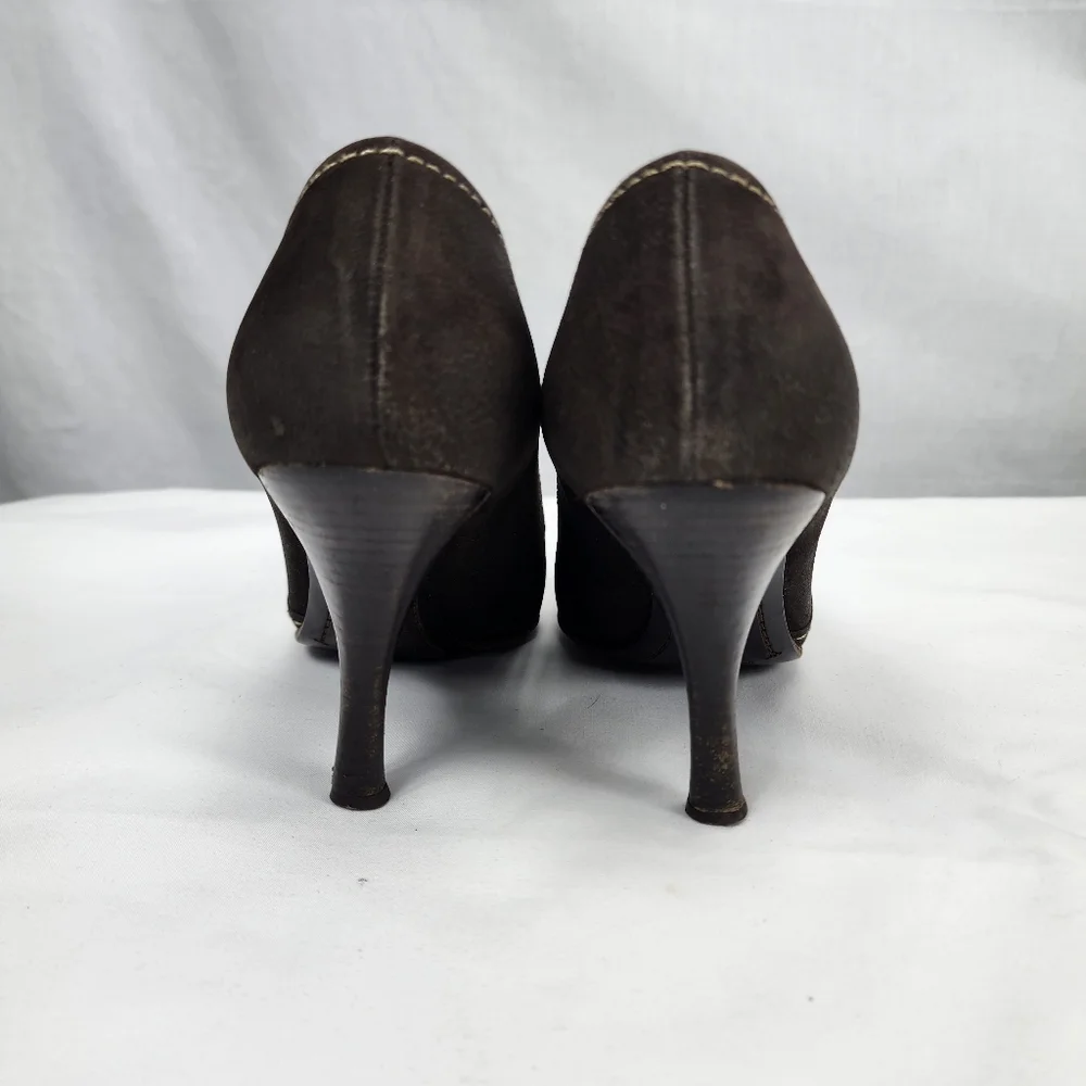Prada Brown Leather Heels Women's Prada Size 36 US 6 - Picture 4 of 9